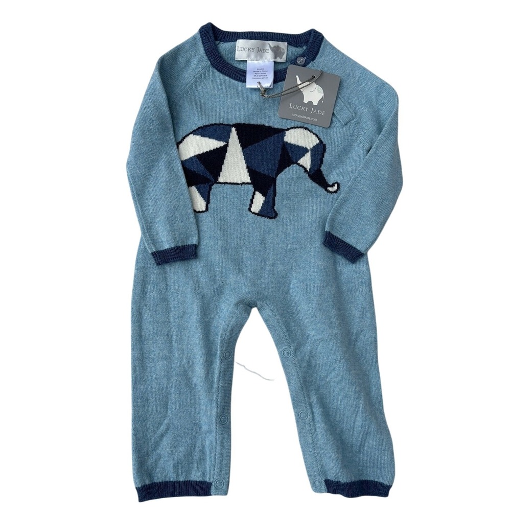 NWT Cashmere Lucky Jade Sweater Jumpsuit,‎ Cashmere Blend, Elephant, Sz 0-3 mos